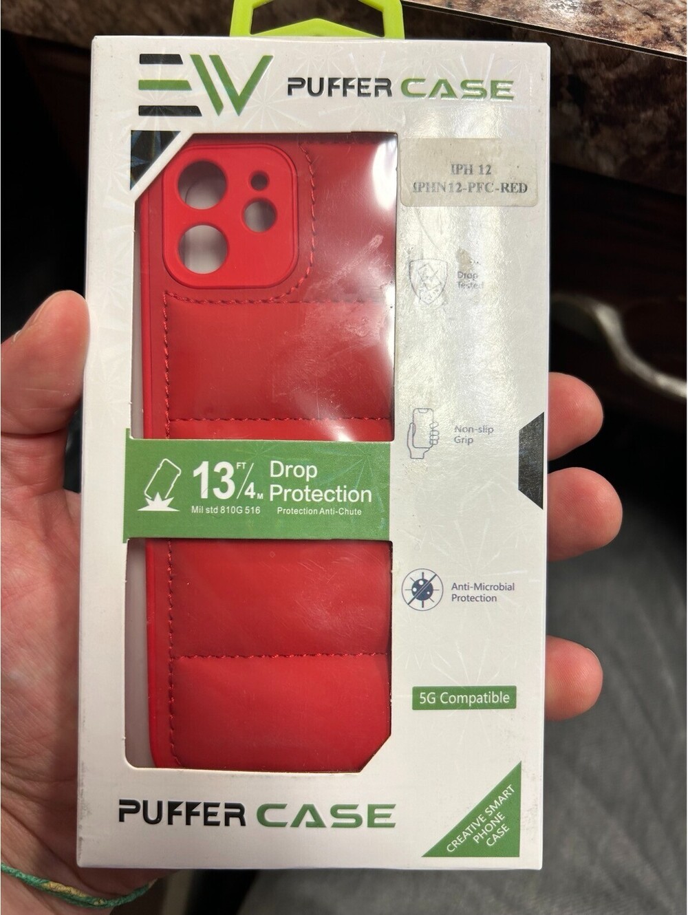 Electro Puffer Case for Apple iPhone 12 Red 13ft Drop Protection New